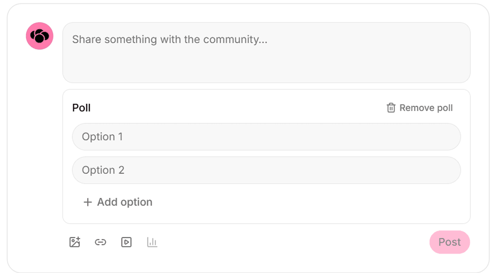 A poll attached to a post, listing its answer options with a vote button and results still hidden.